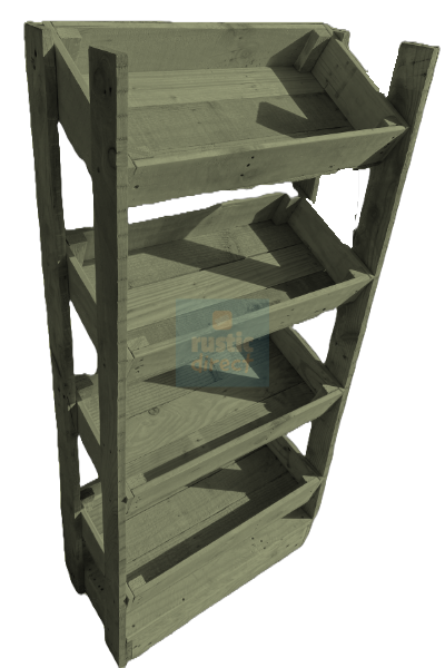 Tilted Handmade Display Stands - 4 Tier - Olive Green