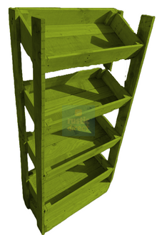 Tilted Handmade Display Stands - 4 Tier - Lime Green