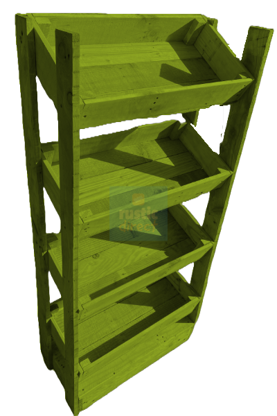 Tilted Handmade Display Stands - 4 Tier - Lime Green