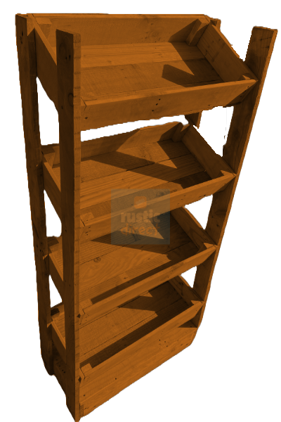 Tilted Handmade Display Stands - 4 Tier - Golden Pine