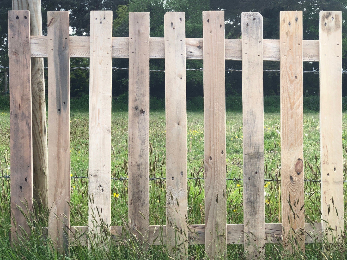 Natural Flat Top Picket Fence Panel
