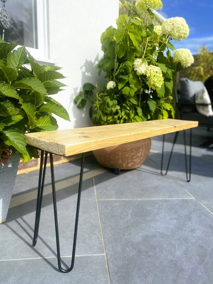 Rustic Outdoor Hairpin Scaffold Bench