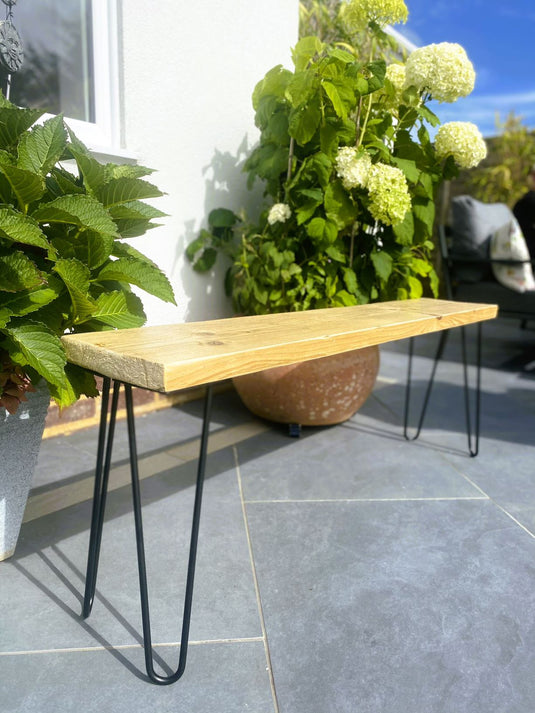 Rustic Outdoor Hairpin Scaffold Bench