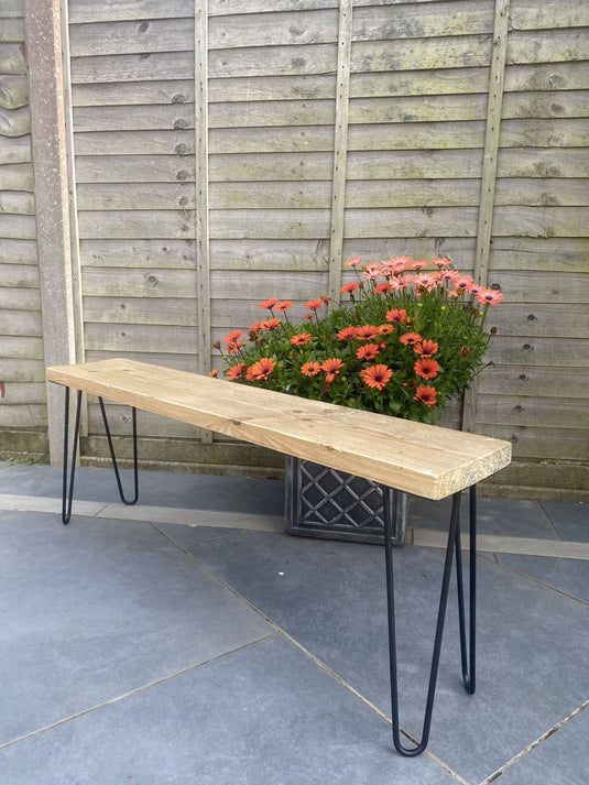 Rustic Outdoor Hairpin Scaffold Bench
