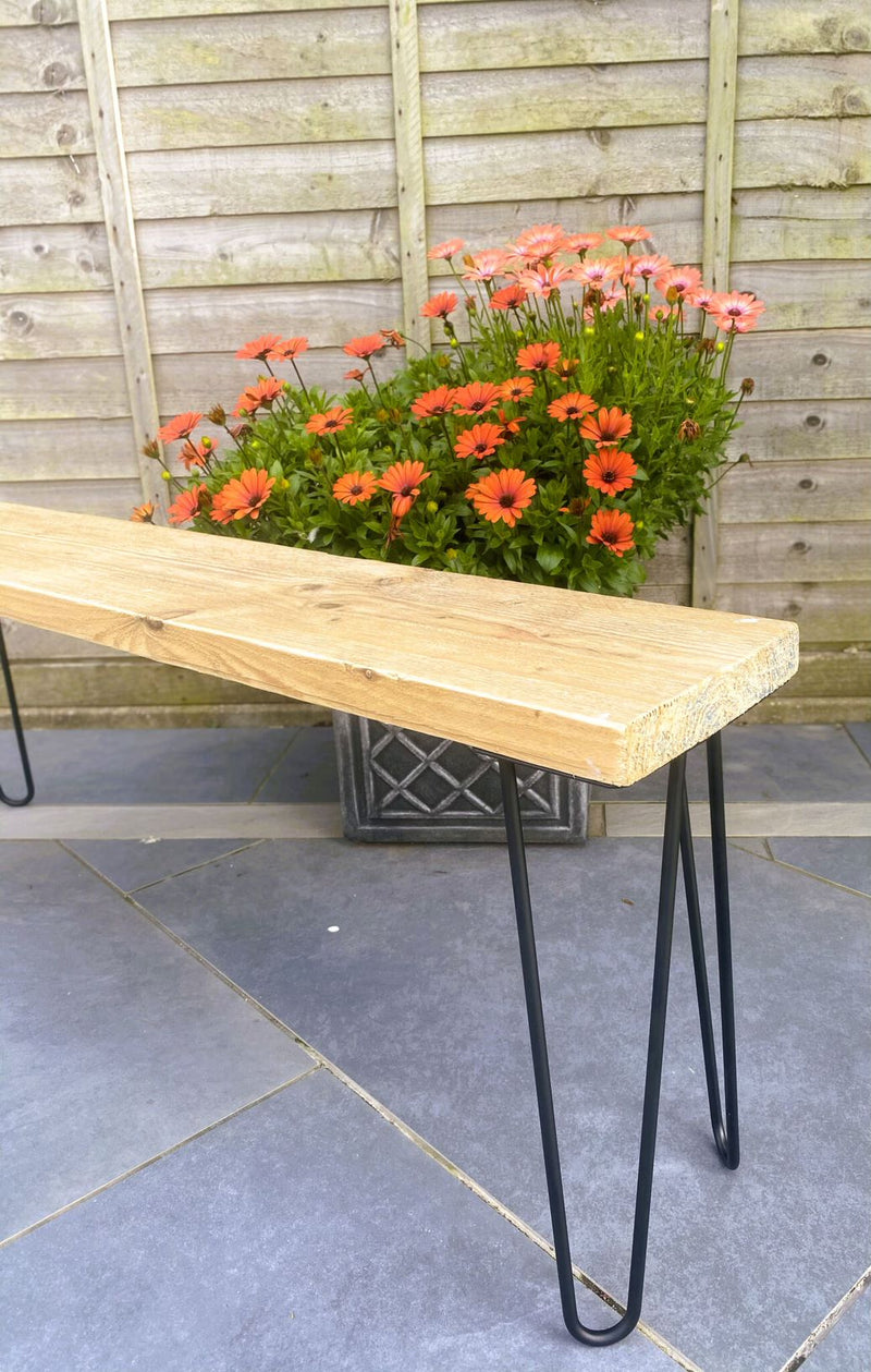 Load image into Gallery viewer, Rustic Outdoor Hairpin Scaffold Bench
