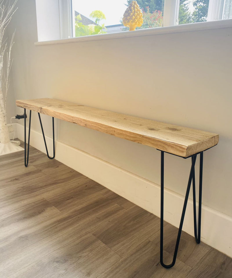 Load image into Gallery viewer, Rustic Indoor Hairpin Scaffold Bench
