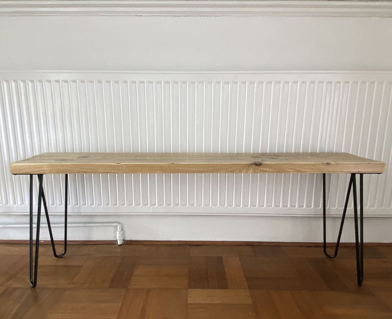 Load image into Gallery viewer, Rustic Indoor Hairpin Scaffold Bench
