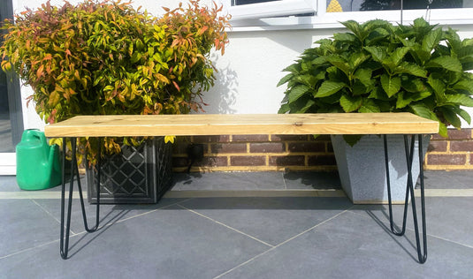 Rustic Outdoor Hairpin Scaffold Bench