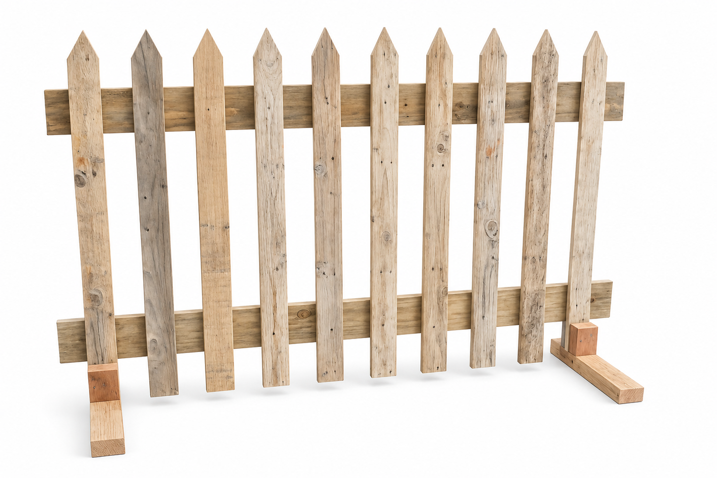 Freestanding Rustic Picket Fence Panels - Pointed Top