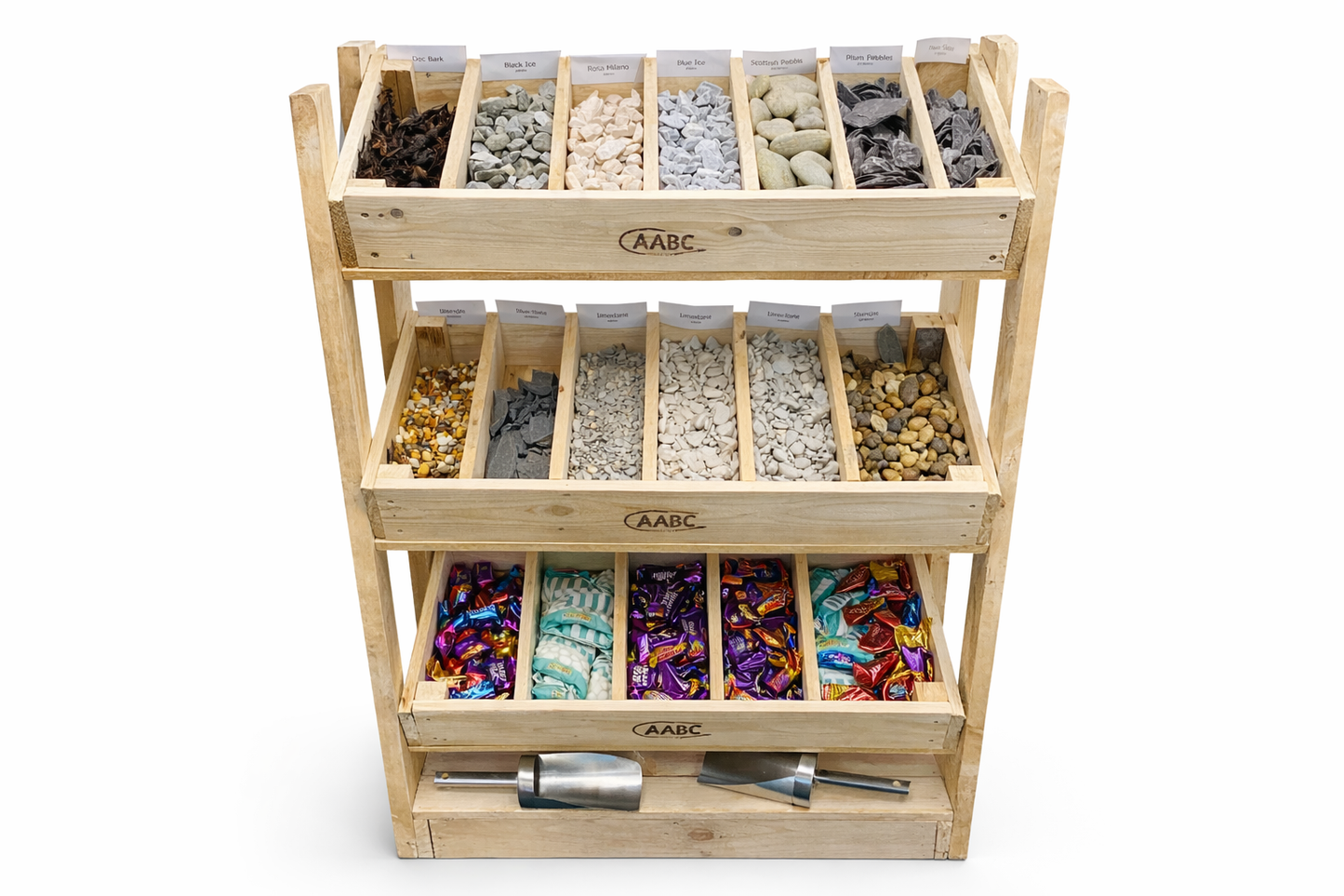 Rustic Direct Tilted Handmade Display Stands - 3 Tier