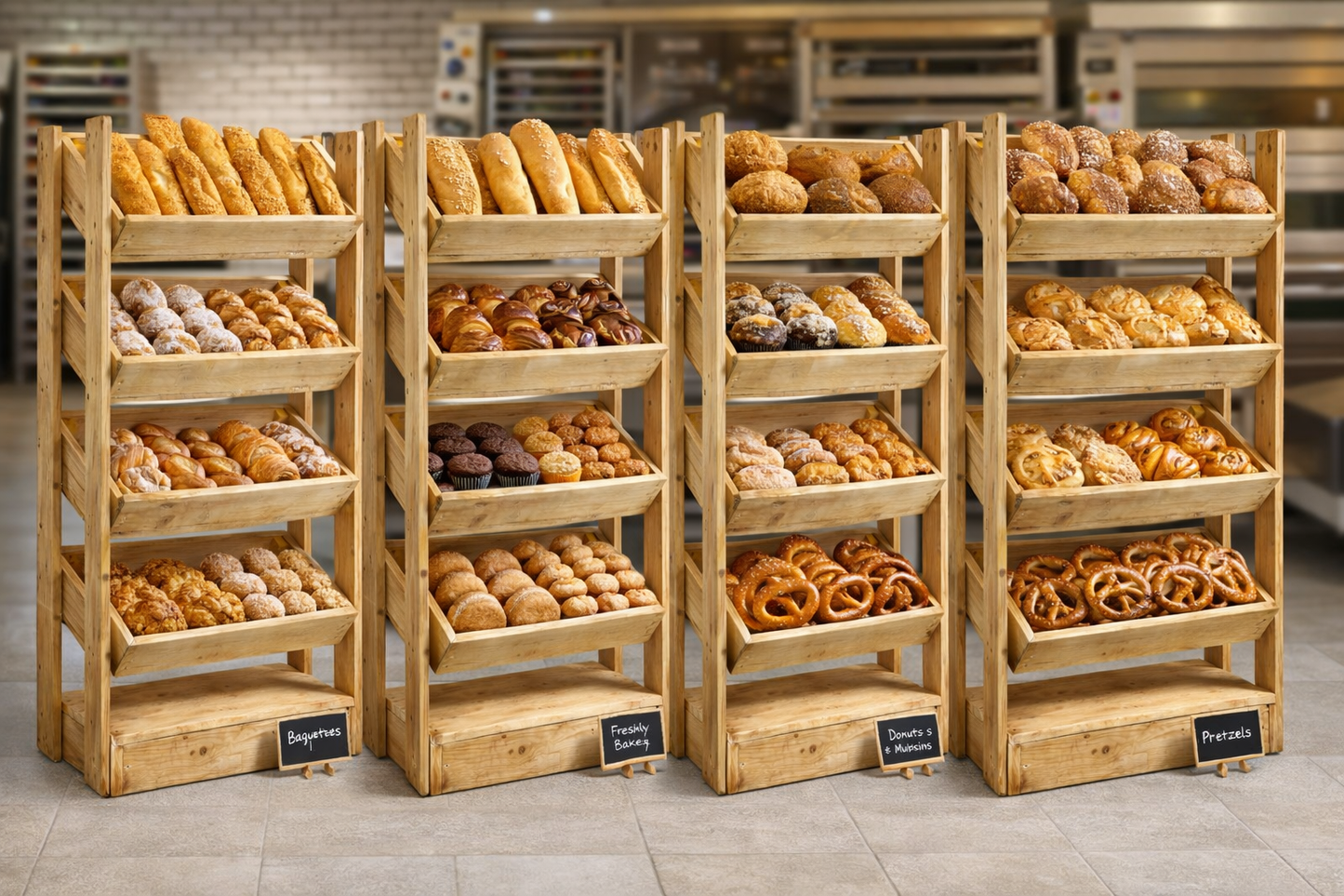 Rustic Direct Tilted Handmade Display Stands - 4 Tier