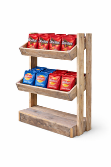 Rustic Direct Tilted Handmade Display Stands - 2 Tier Natural