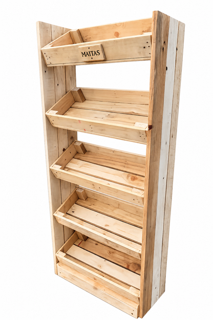 Rustic Direct Tilted Handmade Display Stands - 5 Tier