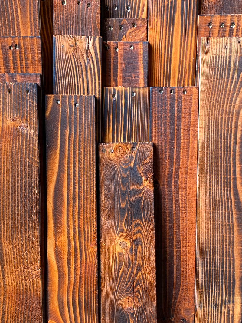 Load image into Gallery viewer, Orange Scorched Pallet Board Cladding - 1 Square Meter Pack
