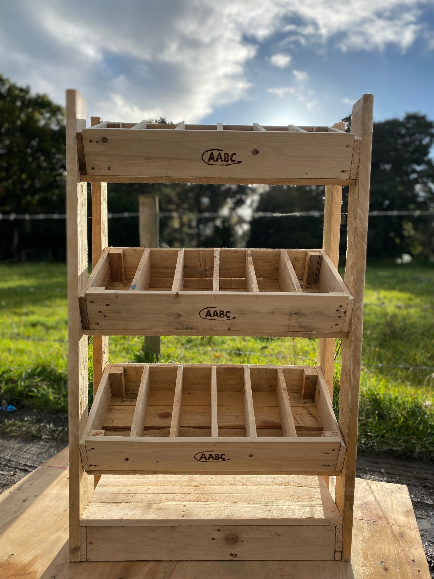 Rustic Direct Tilted Handmade Display Stands - 3 Tier
