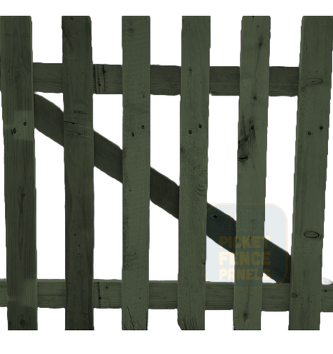 Flat Top Picket Gates - Forest Green