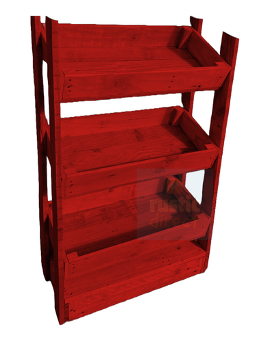 Tilted Handmade Display Stands - 3 Tier - Pillarbox Red