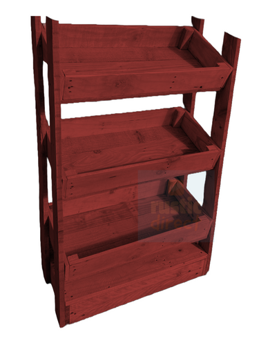 Tilted Handmade Display Stands - 3 Tier - Carmine Red