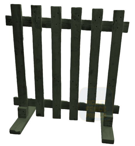 Free Standing Picket Fence Panels - Forest Green