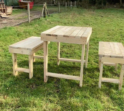 Rustic Handmade Indoor / Outdoor Wood Table and Seating Set