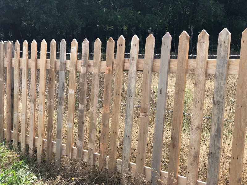 Load image into Gallery viewer, Natural Pointed Top Picket Fence Panel

