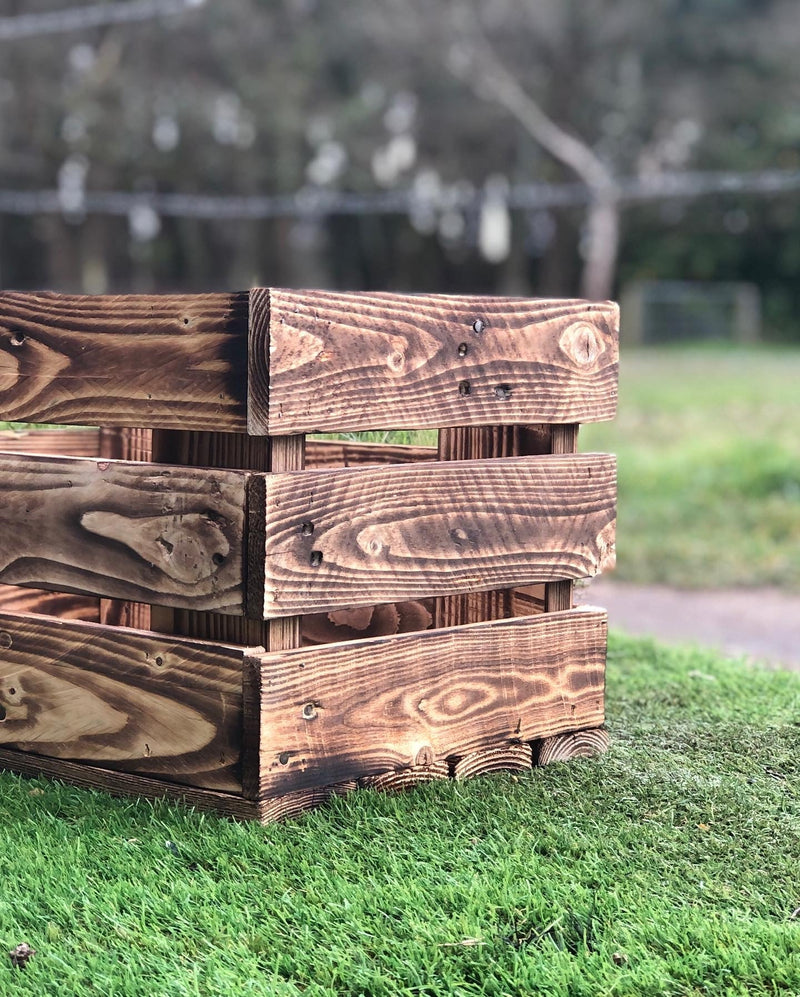 Load image into Gallery viewer, Rustic Direct Rectangular Scorched Eco Wood Crate LARGE 60cm x 30cm
