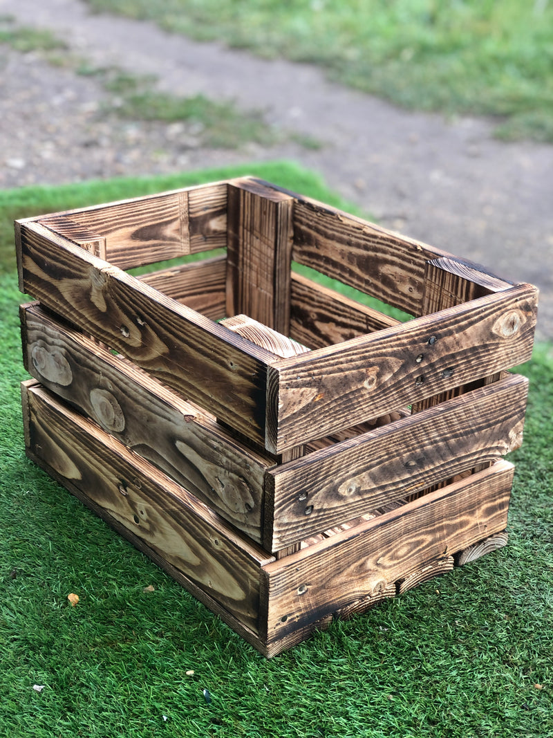Load image into Gallery viewer, Rustic Direct Rectangular Scorched Eco Wood Crate 3 Tier 40cm x 30cm
