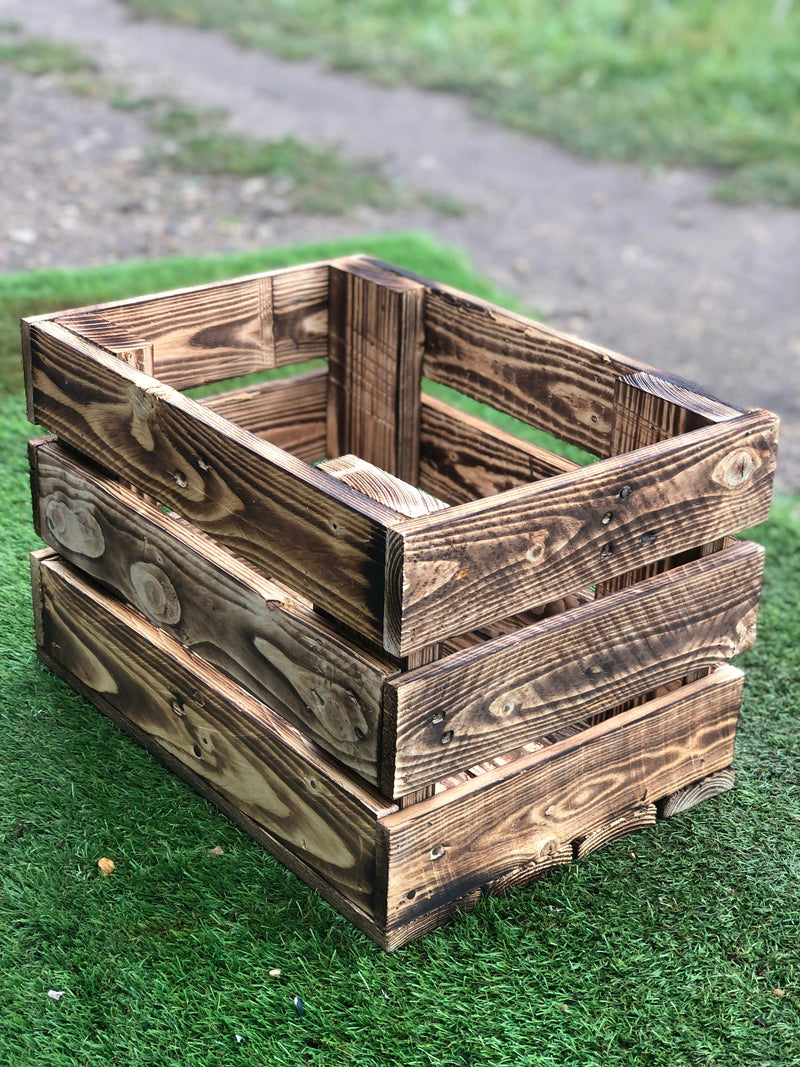 Load image into Gallery viewer, Rustic Direct Rectangular Scorched Eco Wood Crate 3 Tier - 50cm x 30cm
