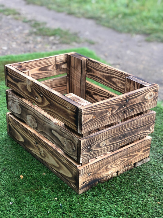 Rustic Direct Rectangular Scorched Eco Wood Crate 3 Tier 40cm x 30cm