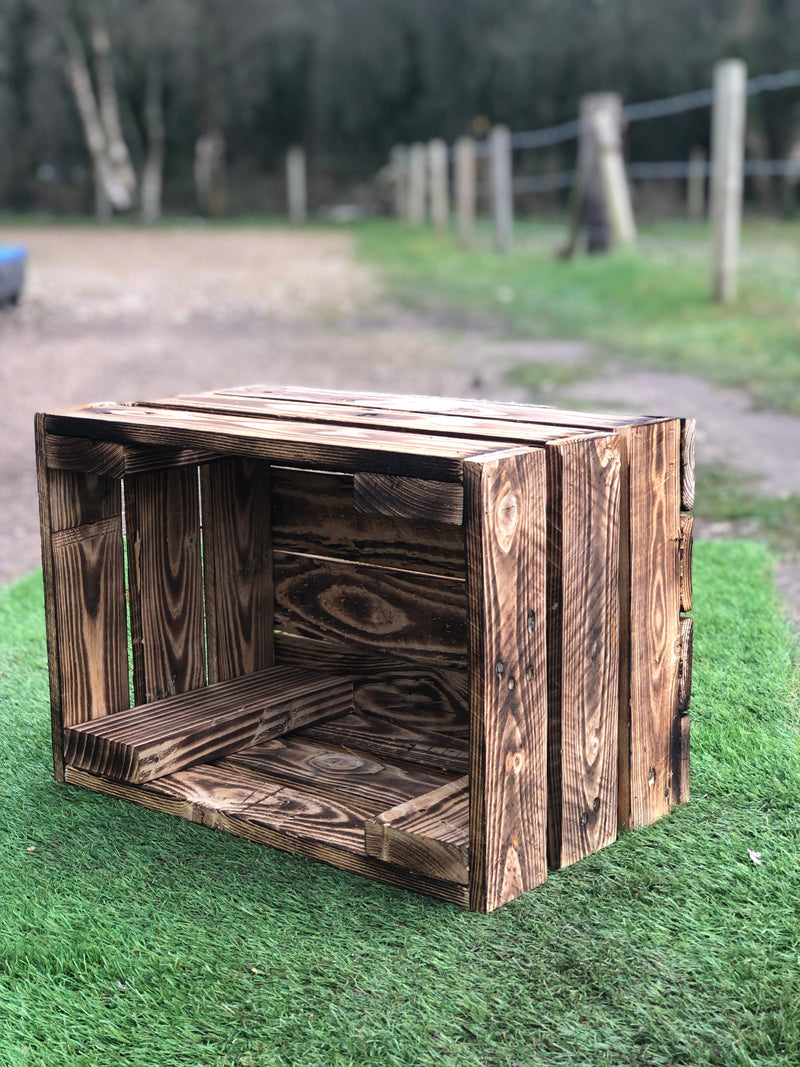 Load image into Gallery viewer, Rustic Direct Rectangular Scorched Eco Wood Crate LARGE 60cm x 30cm
