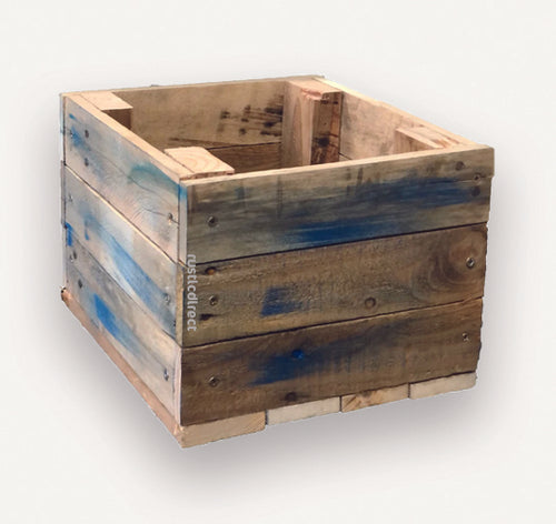 Rustic Direct Rectangular Blue Distressed Eco Wood Crate 3 Tier 40cm x 30cm